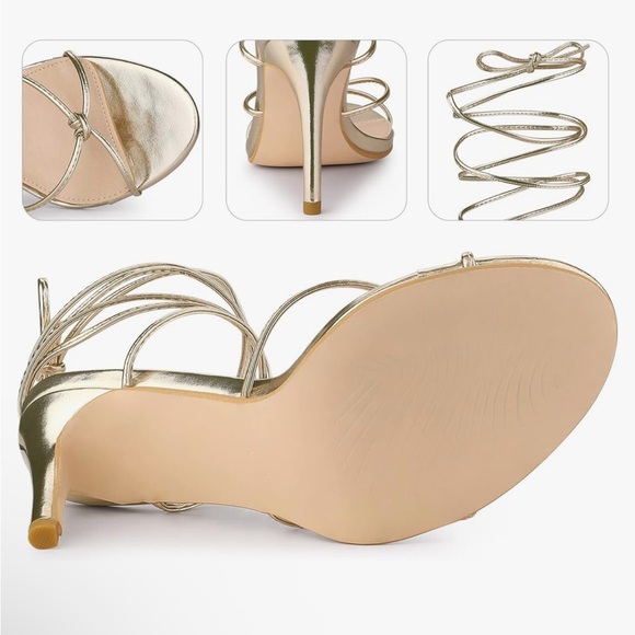 Perphy Lace Up Slingback Strappy Stiletto Heels Sandals - Picture 2 of 4